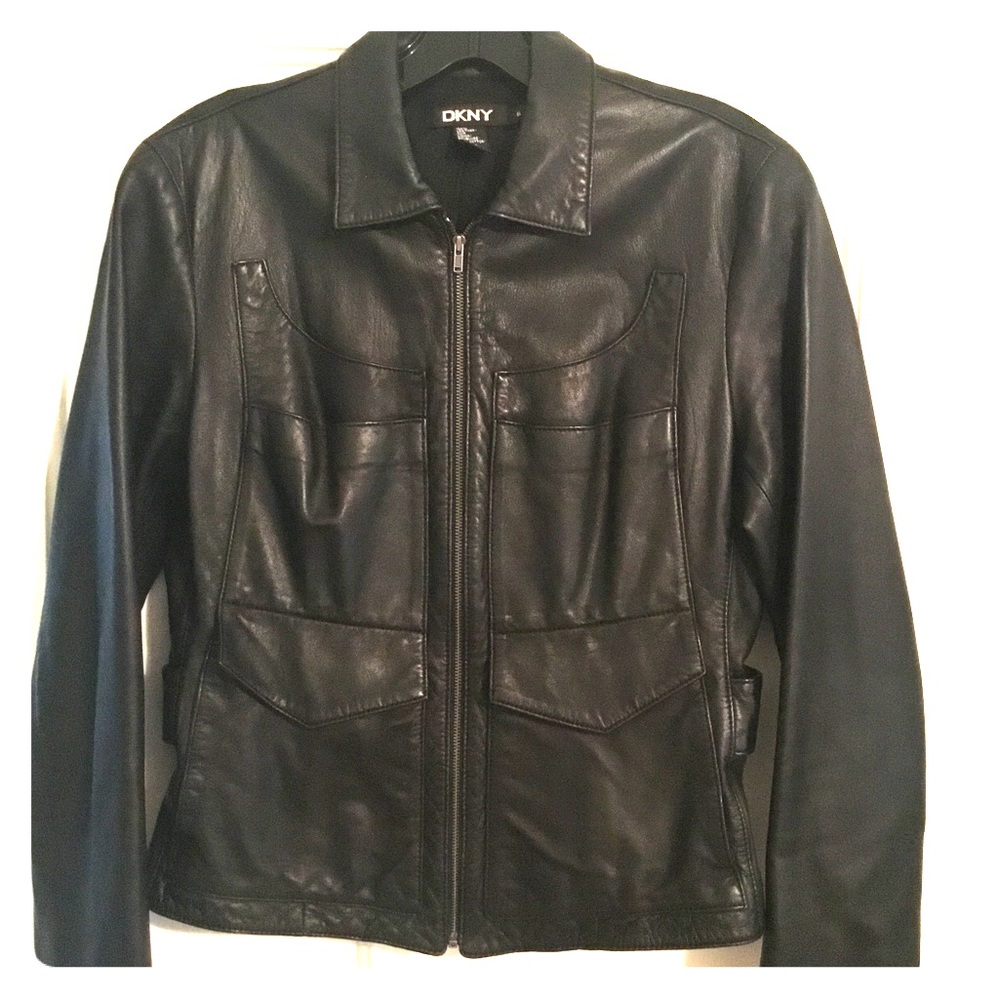 DKNY Classic Leather Moto Jacket